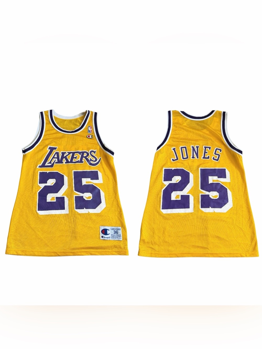 Vintage Eddie Jones #25 LA Lakers NBA Basketball Jersey Sz 36 / S Champion 90s